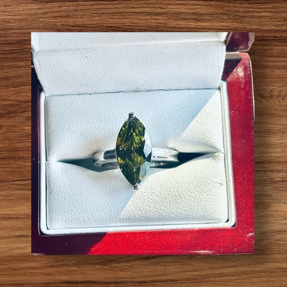 Lia Sophia Silver Green Marquise Ring
